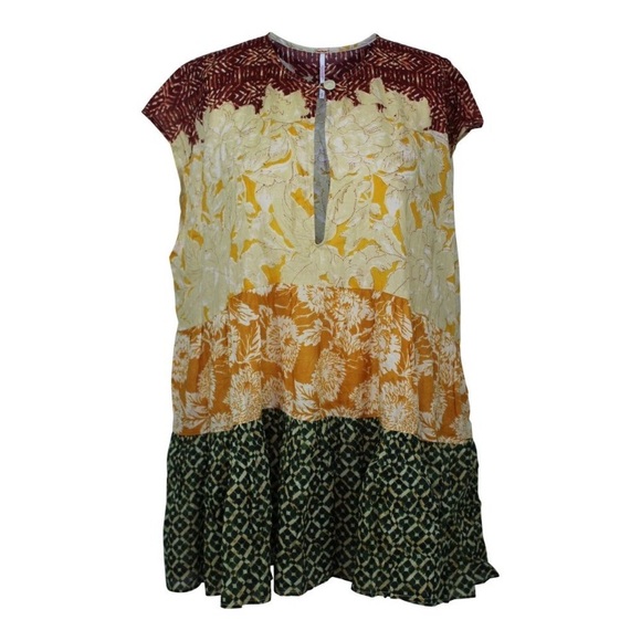 Free People Gotta Have You Boho Tunic Blouse (Marigold Combo Color), Size Large - Picture 11 of 11